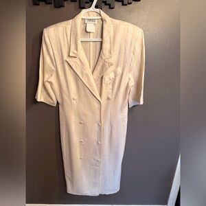 Vintage J. Michaels Cream Pencil Dress with Double-Breasted Design